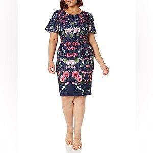 NWT Adrianna Papell Floral Print Crepe Dress